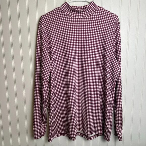 Lands' End purple gingham mock neck long sleeve top size XL G7 - Picture 1 of 4
